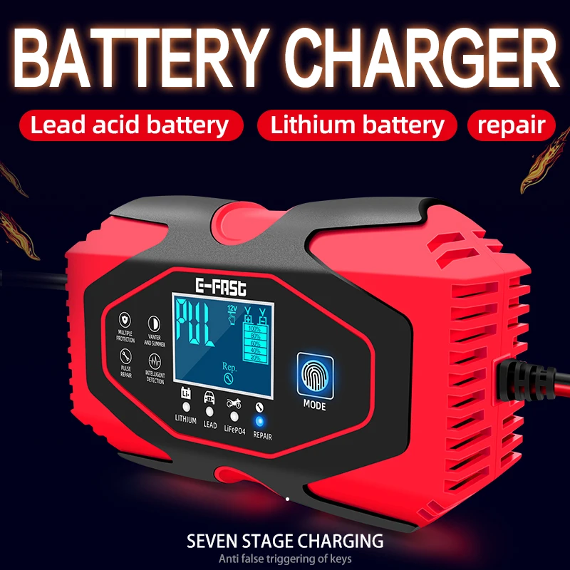 12V 6A 24V 3A Full Automatic Car Battery Charger Battery Charger Power Puls Repair Chargers Gel AGM Lithium LiFePo4 Lead Acid