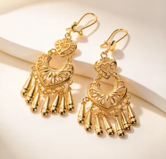 Middle East Dubai cross-border Bohemian earrings high sense long water drop fringe earrings scenic area ethnic style 9999gold
