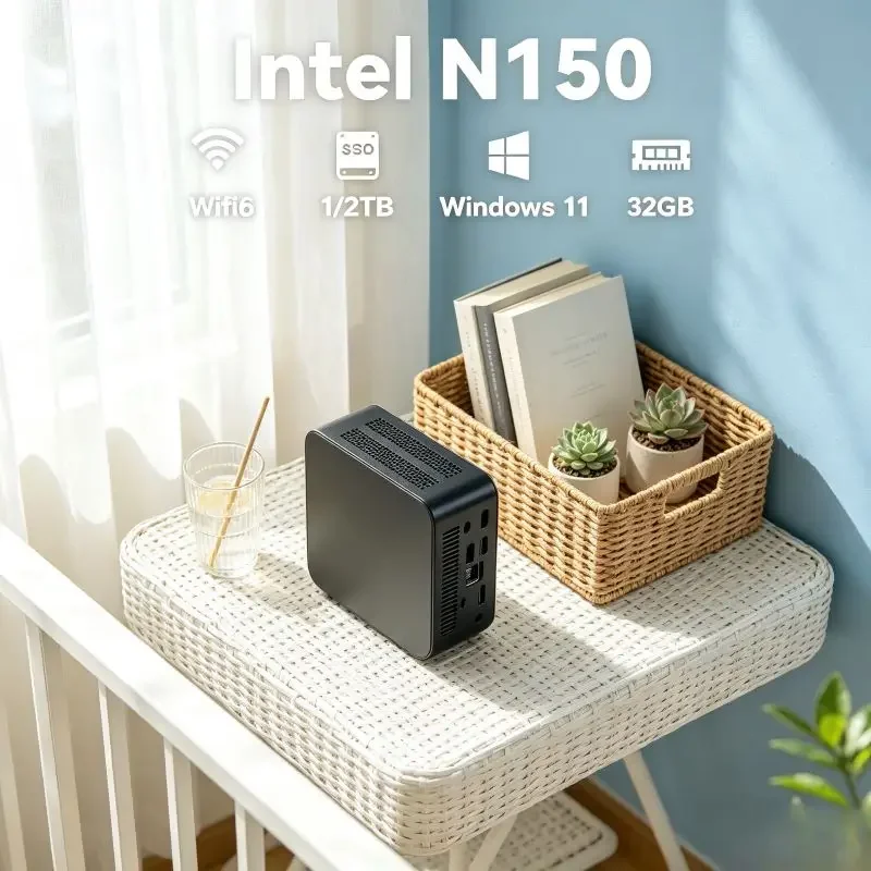 

Adaptable Core N150 Mini Pc, 16GB SSD,Windows11 , Solid WiFi6 Link, Stunning 4K Resolution Suits All Kinds of Home Environments