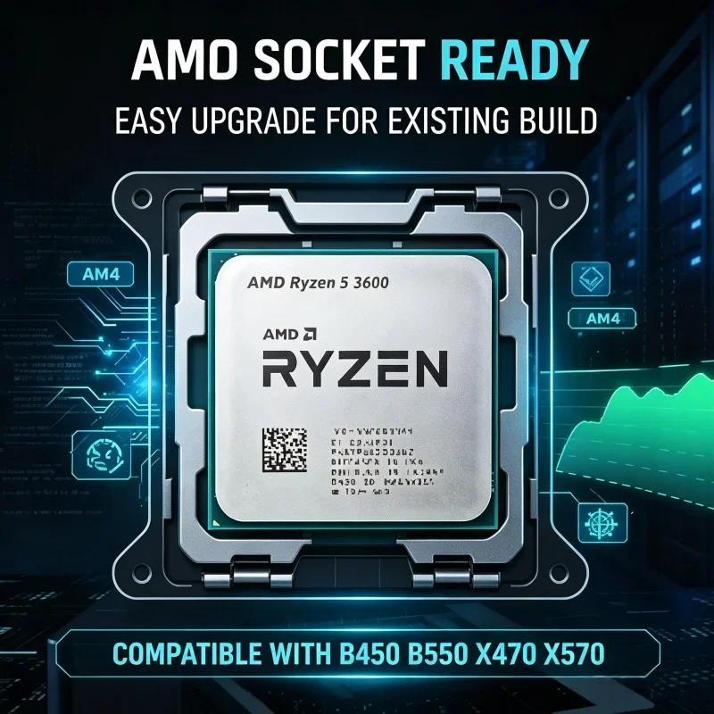 AMD Ryzen 5 3600 Desktop CPU 6 Core 12 Thread Zen2 3.6GHz Base 4.4GHz Boost Socket AM4 65W Gaming Processor For PC Build