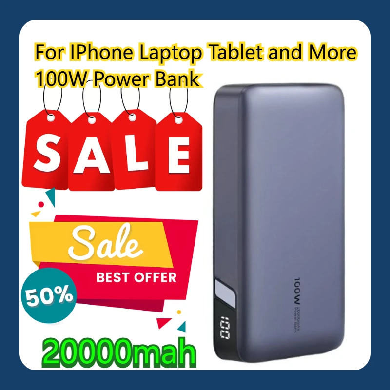 

For IPhone Laptop Tablet and More 20000mAh 100W Power Bank