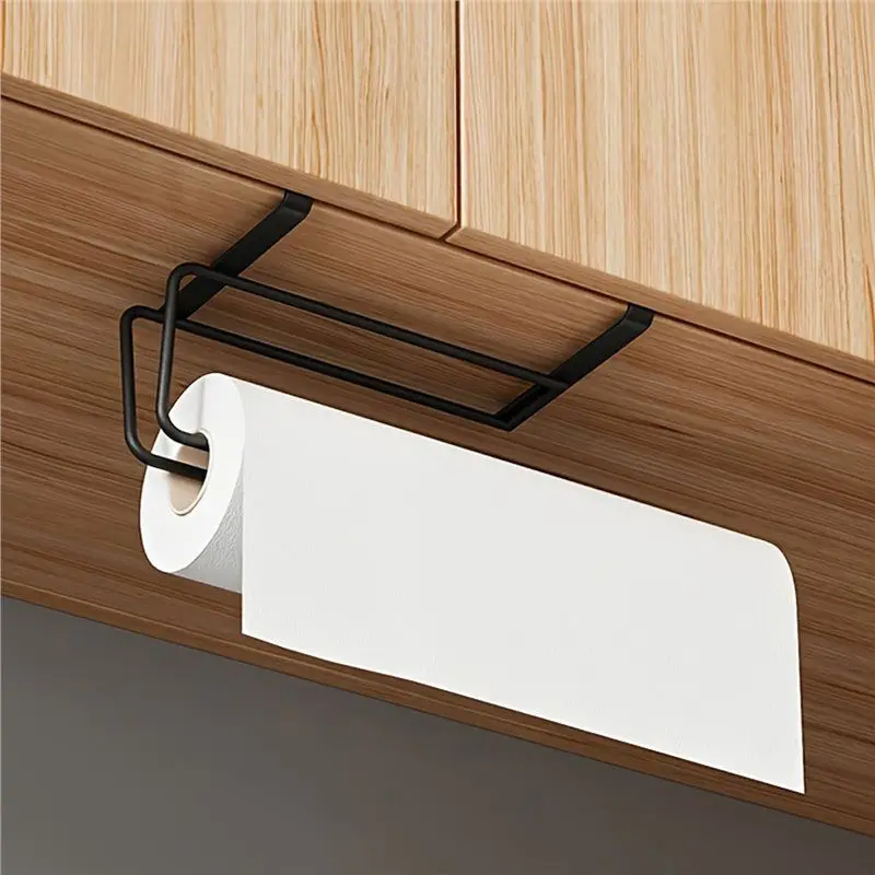 ABAH-Plastic Wrap Storage Rack, Wall-Hanging 2Pc Perforation-Free Kitchen Paper Towel Rack, Bathroom Paper Towel Rack