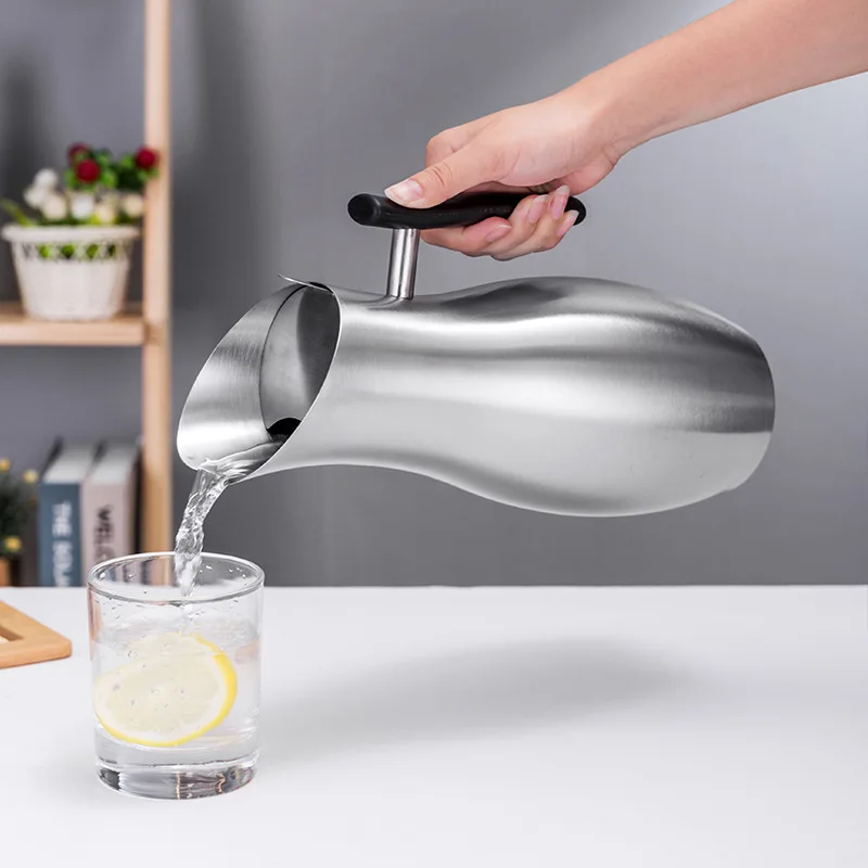 304Stainless Steel Cold Water Bottle Large Capacity Water Jug Milk Tea Pot Juice Jug Cold White Open Jug