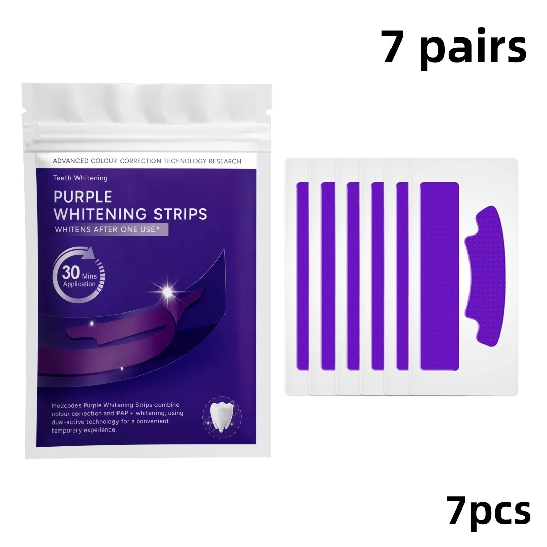 7pairs Teeth Whitening Strips, Purple Smile Brightening Strips, Simple At-Home Oral Care for Men & Women