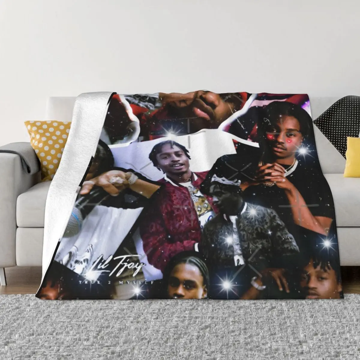 

Lil Tjay Hip-Hop True 2 Myself Goat Anime Knee Blanket Throw Blanket Home And Decoration Throw Blanket