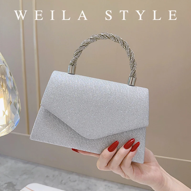 

Glitter Rhinestone Evening Clutch, Elegant Dinner Purse Bag, Women’s Formal Necklace Earrings Bracelet Set for Carnaval Music F