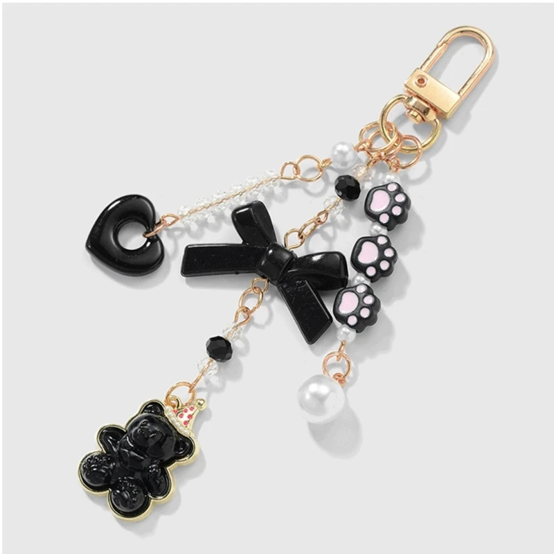 سيارة المفاتيح للنساء الفتيات لطيف حقيبة سلسلة مفاتيح سحر الانحناء الدب القلب المفاتيح اكسسوارات لحقائب الظهر والمحافظ #5