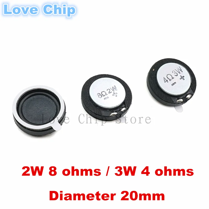 2PCS Diameter 20MM Plastic Composite Membrane 8Ohm 2W 4Ohm 3W Speaker 8 4 Ohm 2 3 Watt 2CM Ultra-thin Horn Acoustic Components