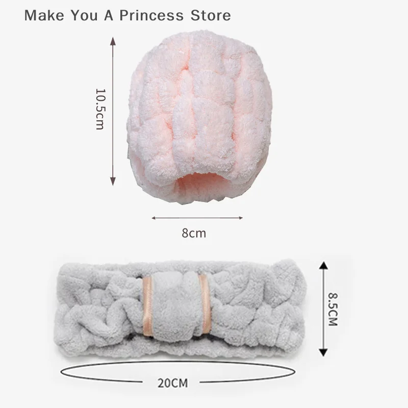 Wash Face Headbands For Women Coral Fleece Hair Bands Cuff Waterproof Bands Absorbent Wristbands Head Band Hair Accessories Set
