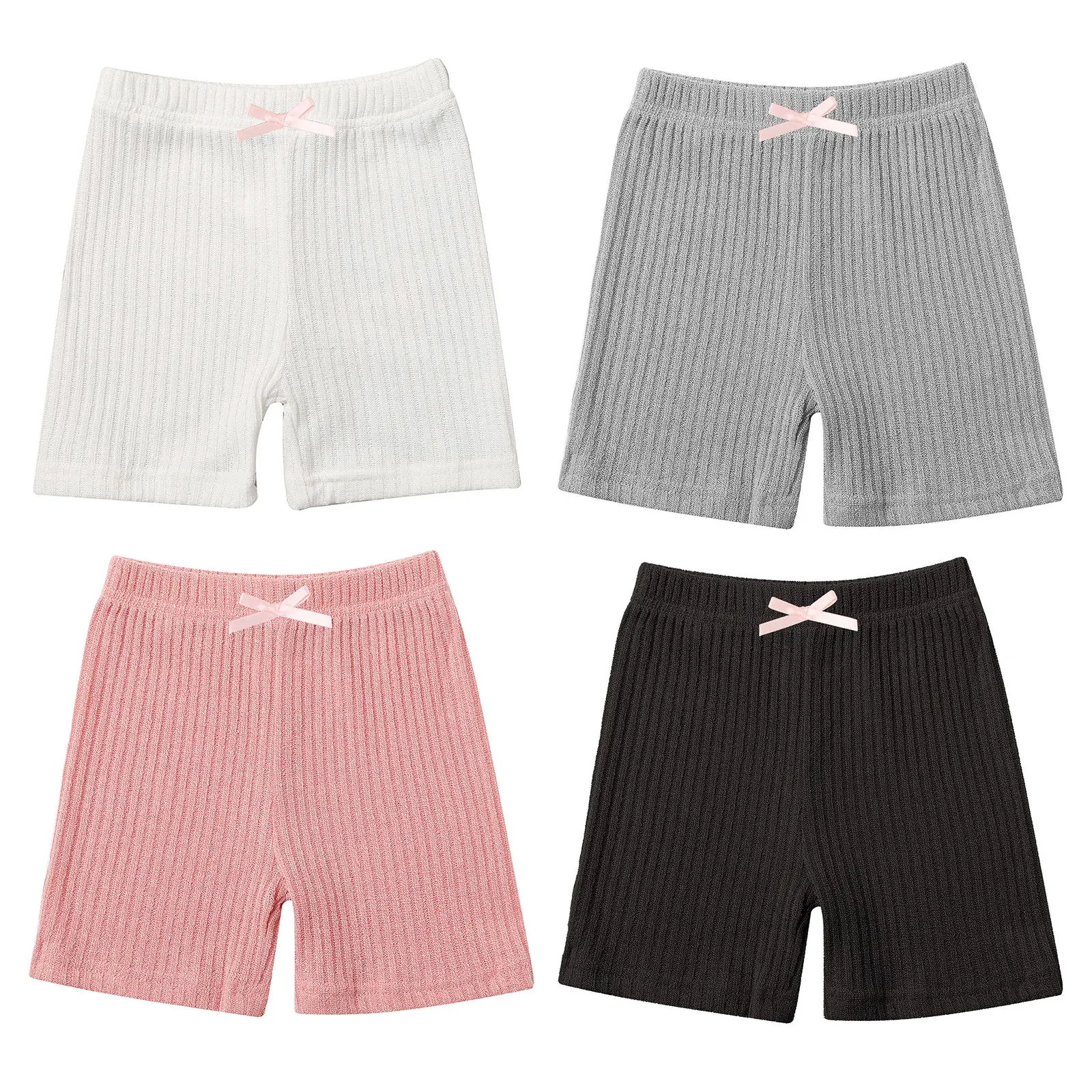 Pantaloncini da bambino per bambini a coste 4 pezzi neonate tinta unita morbida elastico in vita pantaloncini da gioco Casual estate nuovi pantaloni corti