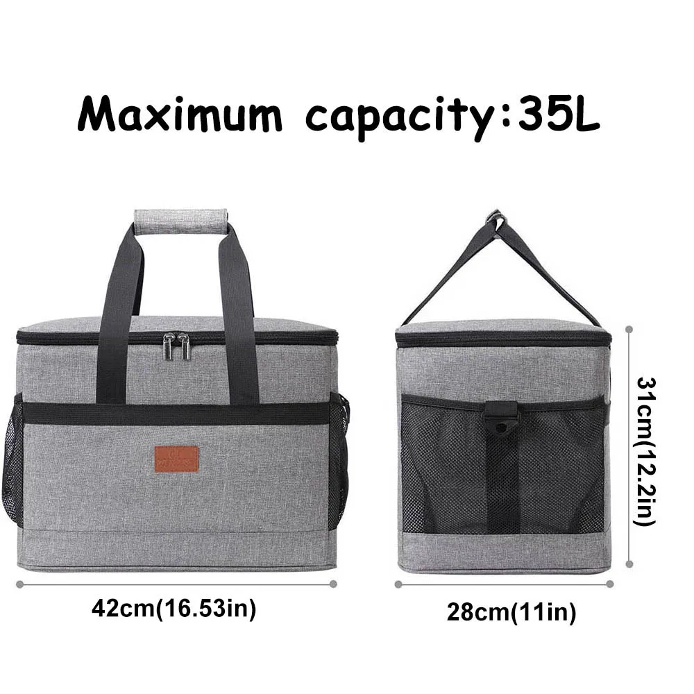 35L Large Capacity Collapsible Cooler Bag Insulated Picnic Lunch Bag Box Cooling Bag for Outdoor Travel Camping BBQ Family Party