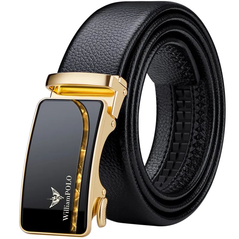 Cinturón de cuero con hebilla automática para hombre, moderno y versátil, personalizado y de alta gama