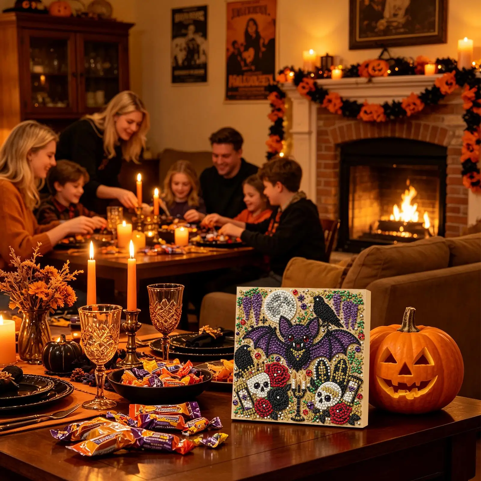 Pearl Art Halloween Theme Cute Spooky DIY Gems Craft Pearl Rhinestones Art Kits Adults For DIY Crafts Home Beginners Decorations