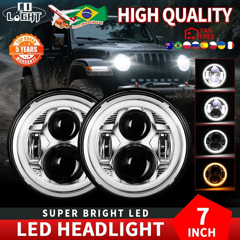 

CO LIGHT 7 "Светодиодная фара DOT E9 Hi/Low Turn Signal 60000LM для 4X4 городских аксессуаров автомобильные 7-дюймовые круглые фары в сборе 12 В