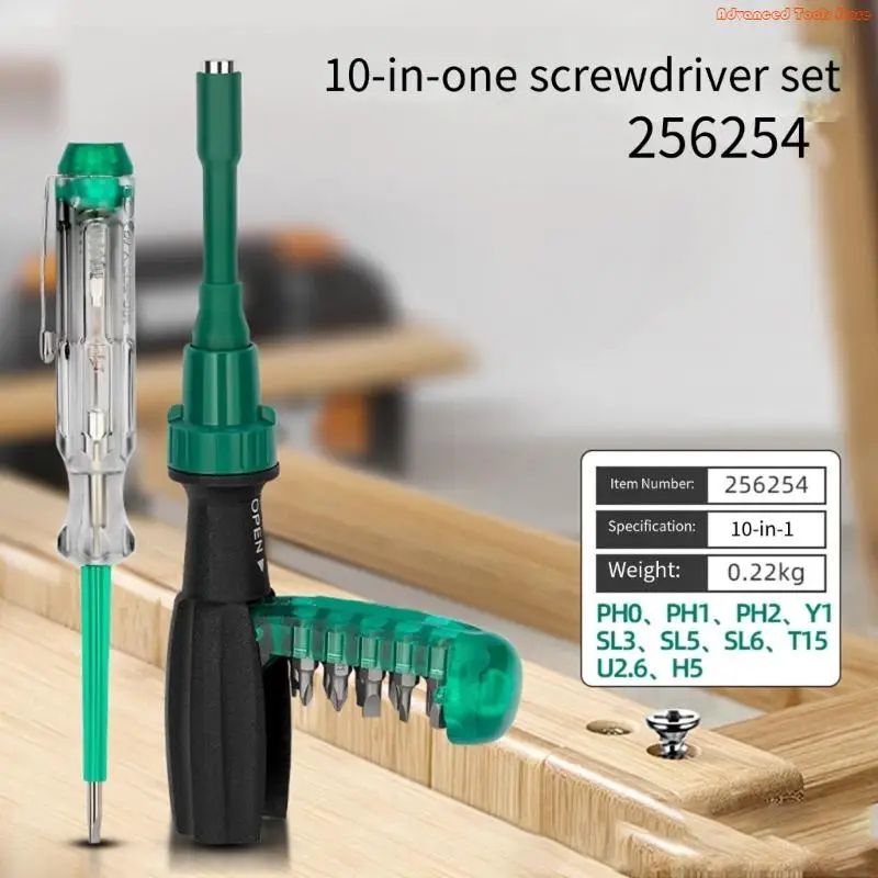 Complete Screwdriver Tool Set Special Bit Ratcheting System Carbon Steel Compact Case W91B