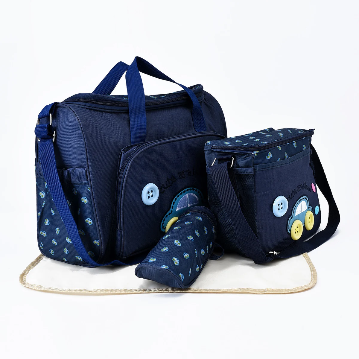 New Fashion Mommy Bag Four Piece Set Large Capacity One Shoulder Diagonal Straddle Bag Travel Multi functional Diaper Bag