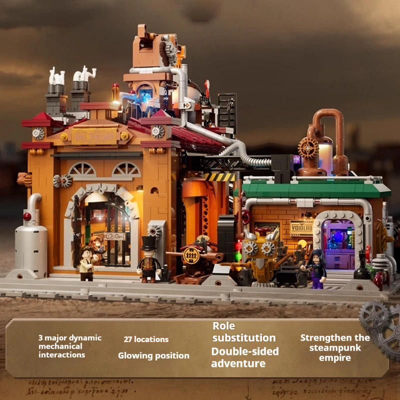 

Китайские строительные блоки освещает свет в стиле стимпанк, завод руды, ретро-строительные огни для сборки строительных блоков