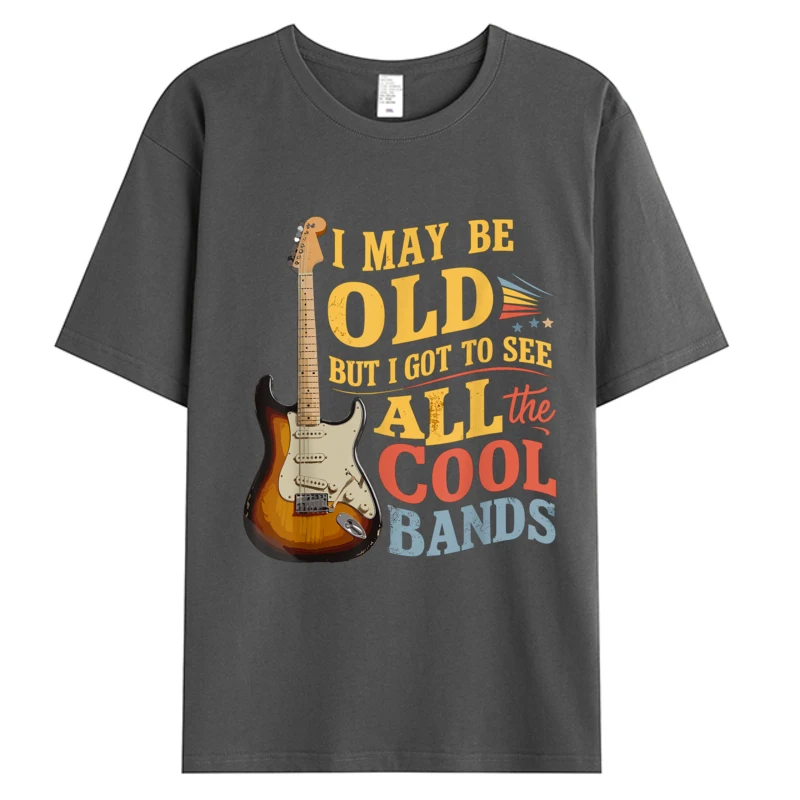 نمط جديد قد أكون قديمًا ولكن حصلت على رؤية جميع العصابات الرائعة تي شيرت رجالي من نسيج القطن جرافيك للعطلات ملابس رجالية