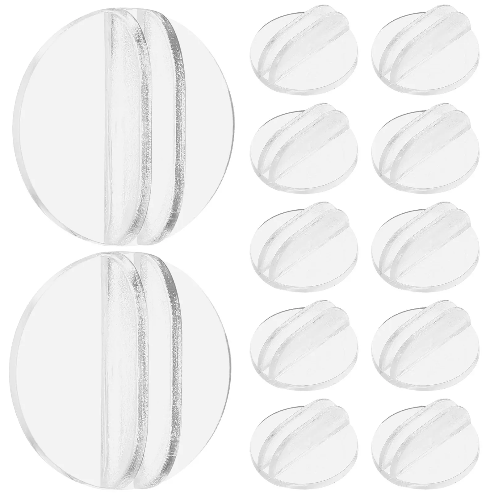 100Pcs Transparent Business Card Holder Round Clip Stand Stable Desk Place Card Holder for Game Table Wedding Memo Notes