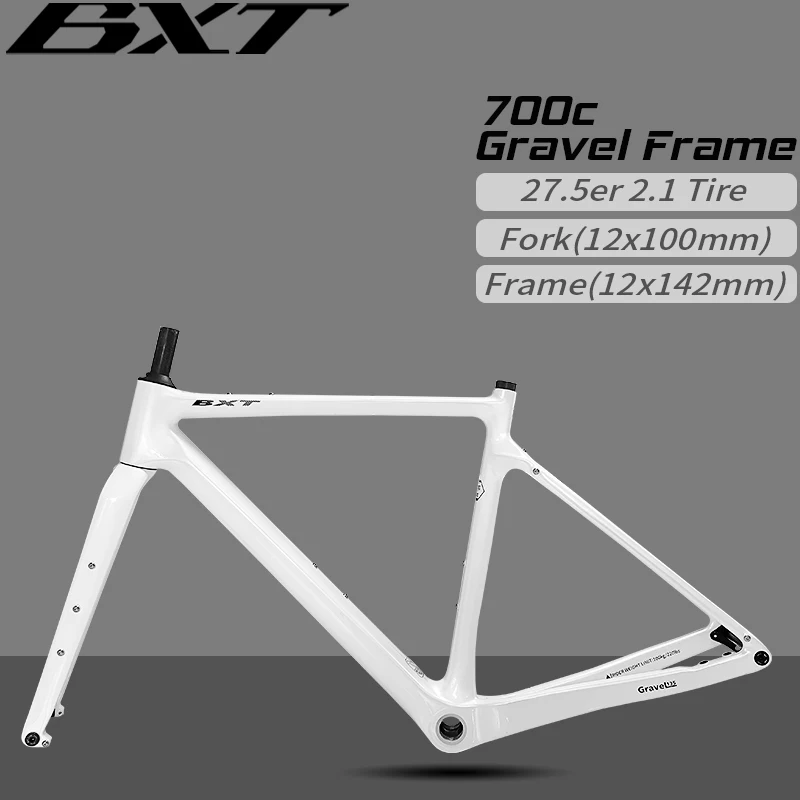 BXT Carbon Gravel Bike Frame, Road Bike Disc Brake Bicycle Frameset,fit 700Cx47C or 27.5er 2.1 Tire