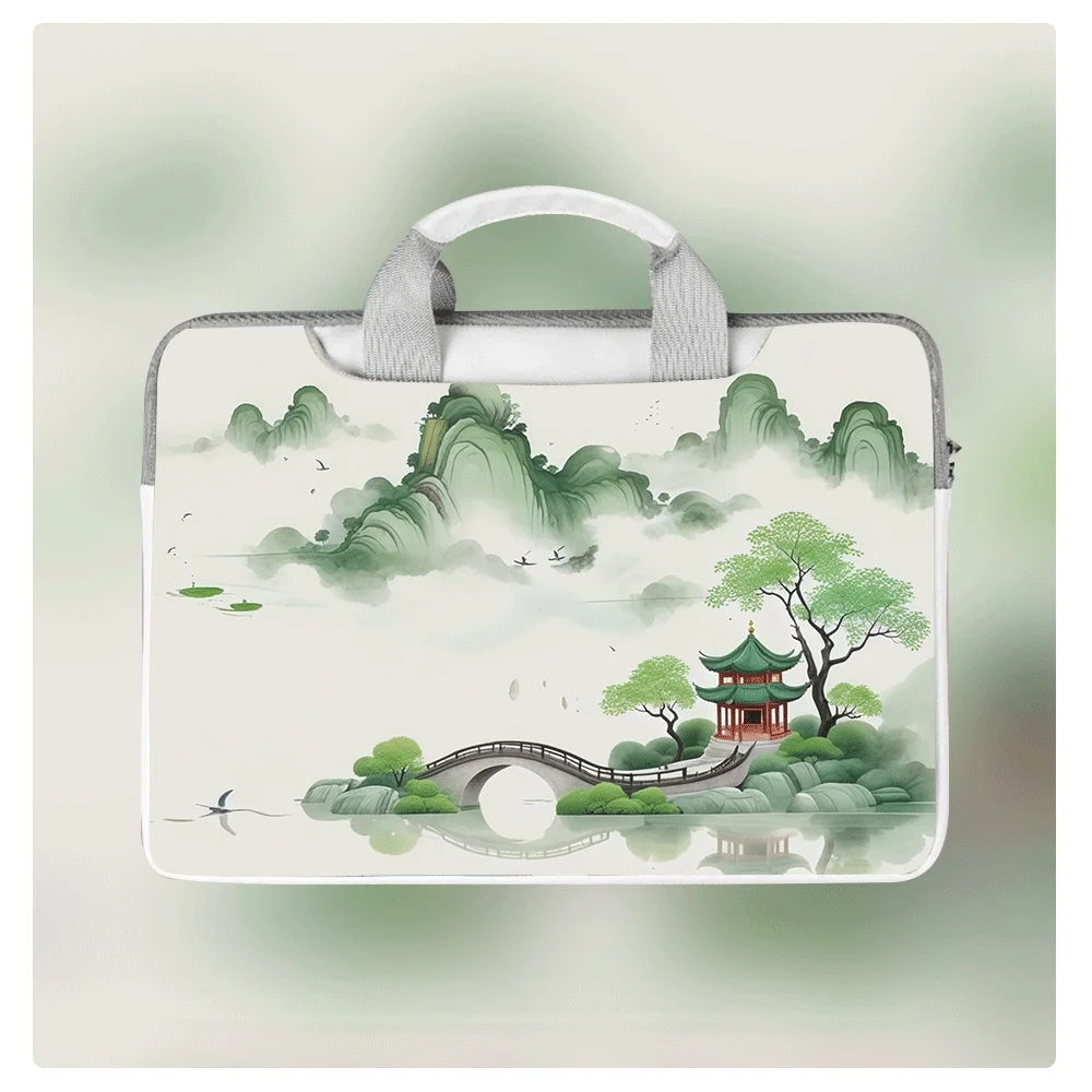 

Beautiful Scenery Printed Laptop Handbag 12-16 Inch Waterproof PU Shockproof Large Capacity Shoulder Briefcase For Festival Gift