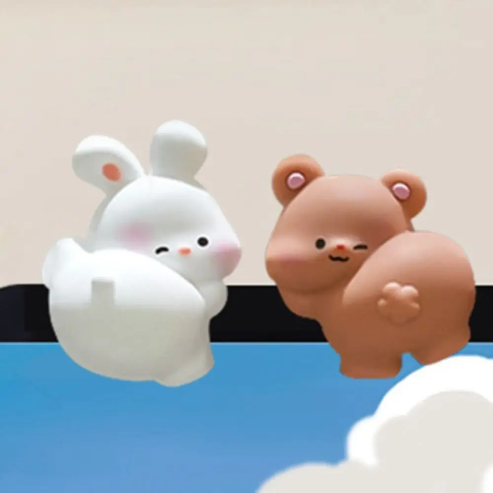 

6pcs/set Desk Ornament Computer Monitor Decoration Computer Display Pig Screen Animal Model Rabbit Cartoon Center Console Doll