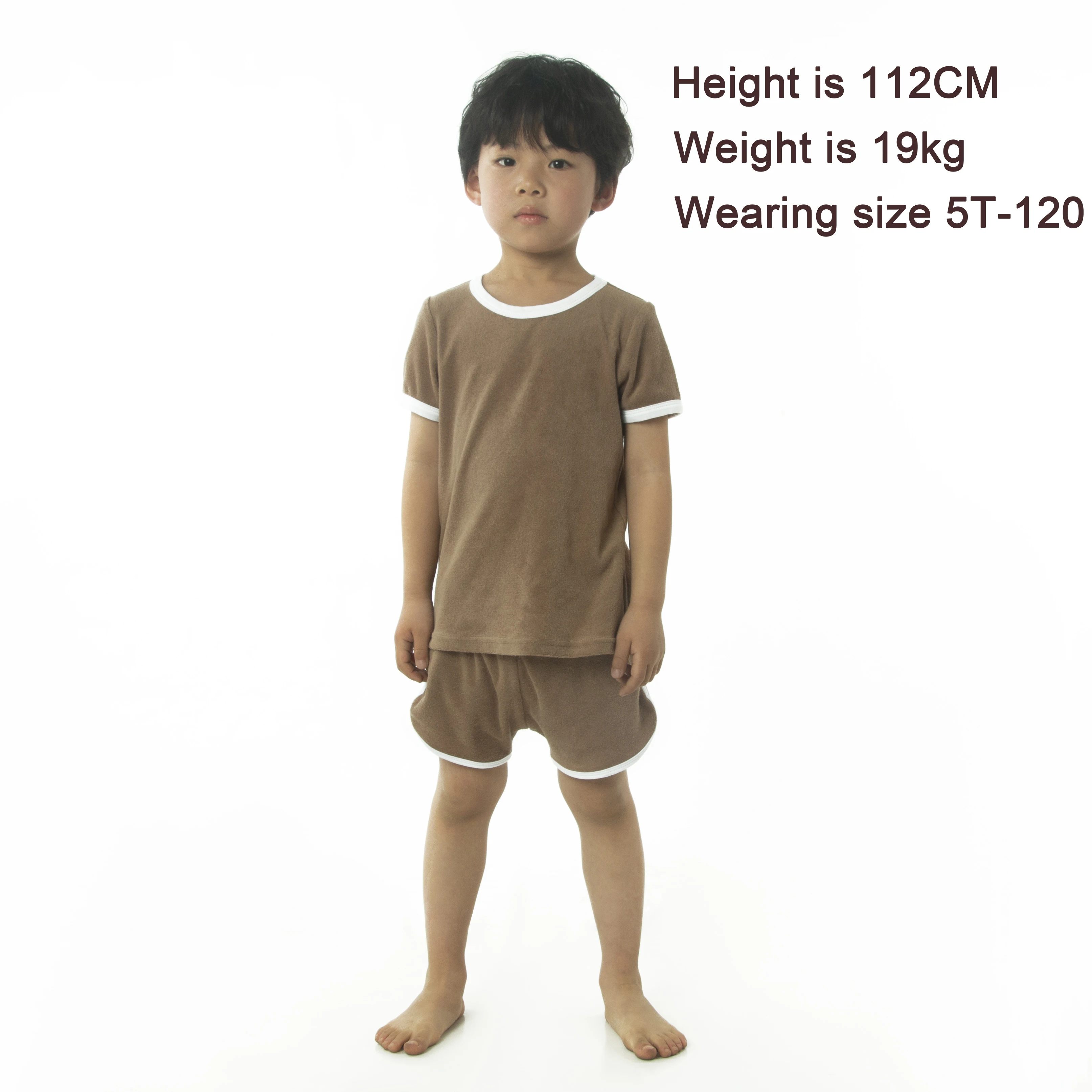 HITOMAGIC 2022 New Girls Terry Set Dress Clothes Boys Toddler Clothing Shorts For Summer Children Kids Dress Brown Hot Sale