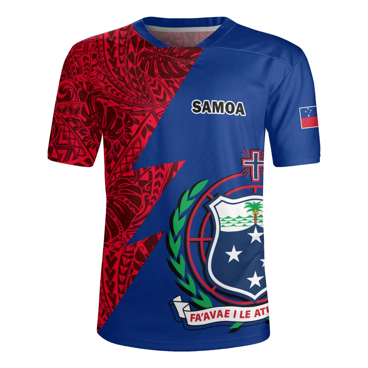 America Samoa Rugby-jersey 3D Printing V Neck T Shirt Samoa Coat Of Arms Emblem Graphic V-Neck T-shirts Mens Clothing Tee Shirts