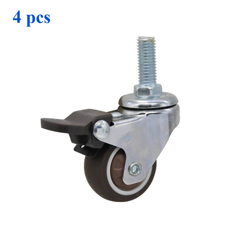 4Pcs Swivel Brake casters set of 4 Heavy Duty caster Wheel M6x15 M8x15 trolley Castor Wheels for Table Chair car dolly furniture