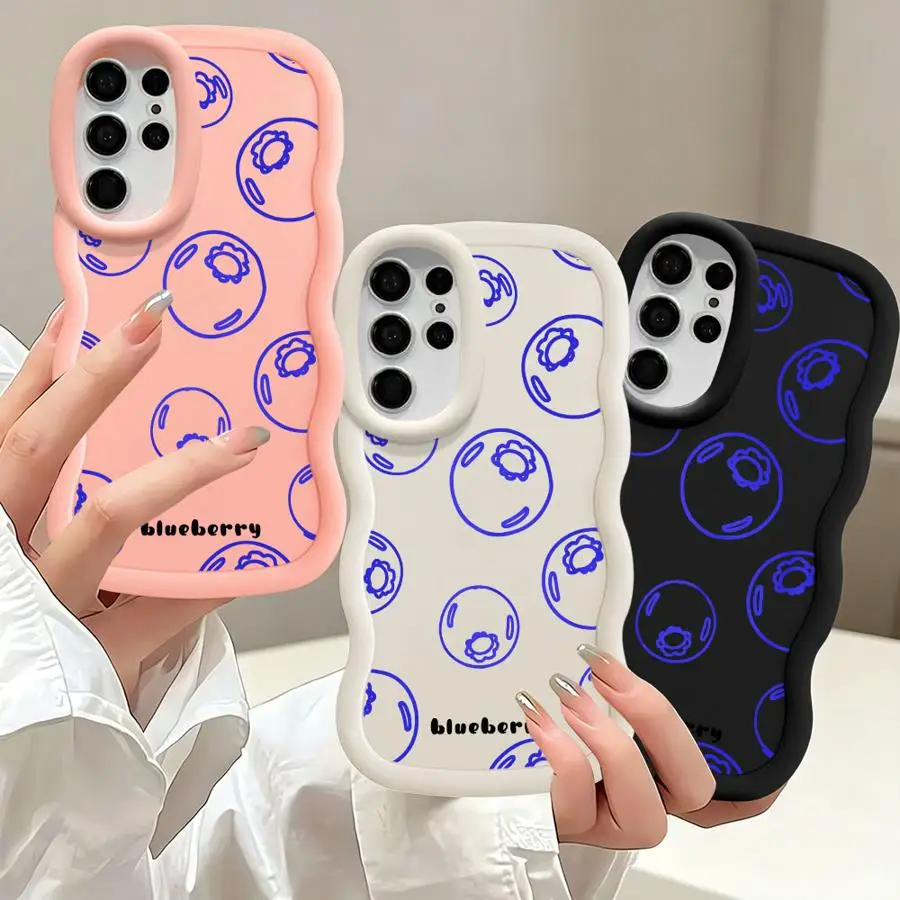 Blue Line Blueberry Case for Samsung Galaxy S26 S22 Ultra S24 S23 Plus S25+ S24+ S20 FE S21 S25 Soft Phone Cover