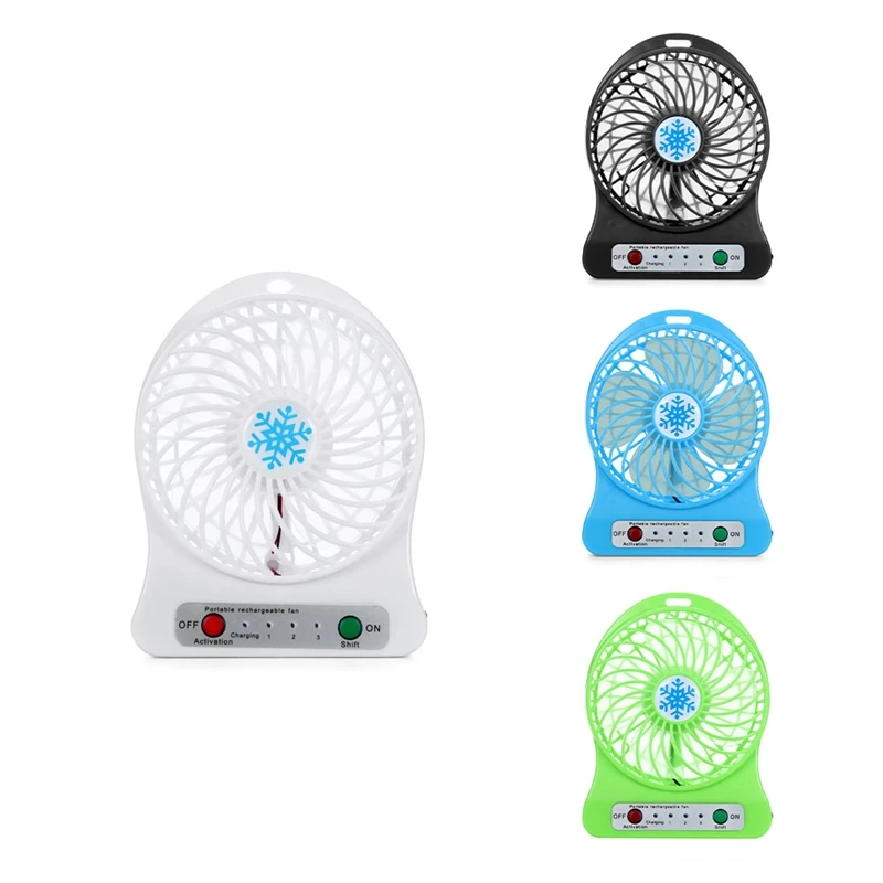 Portable Rechargeable LED Light Fan Air Cooler Mini Desk USB Third Wind Fan Cooling Handheld Mini Fan