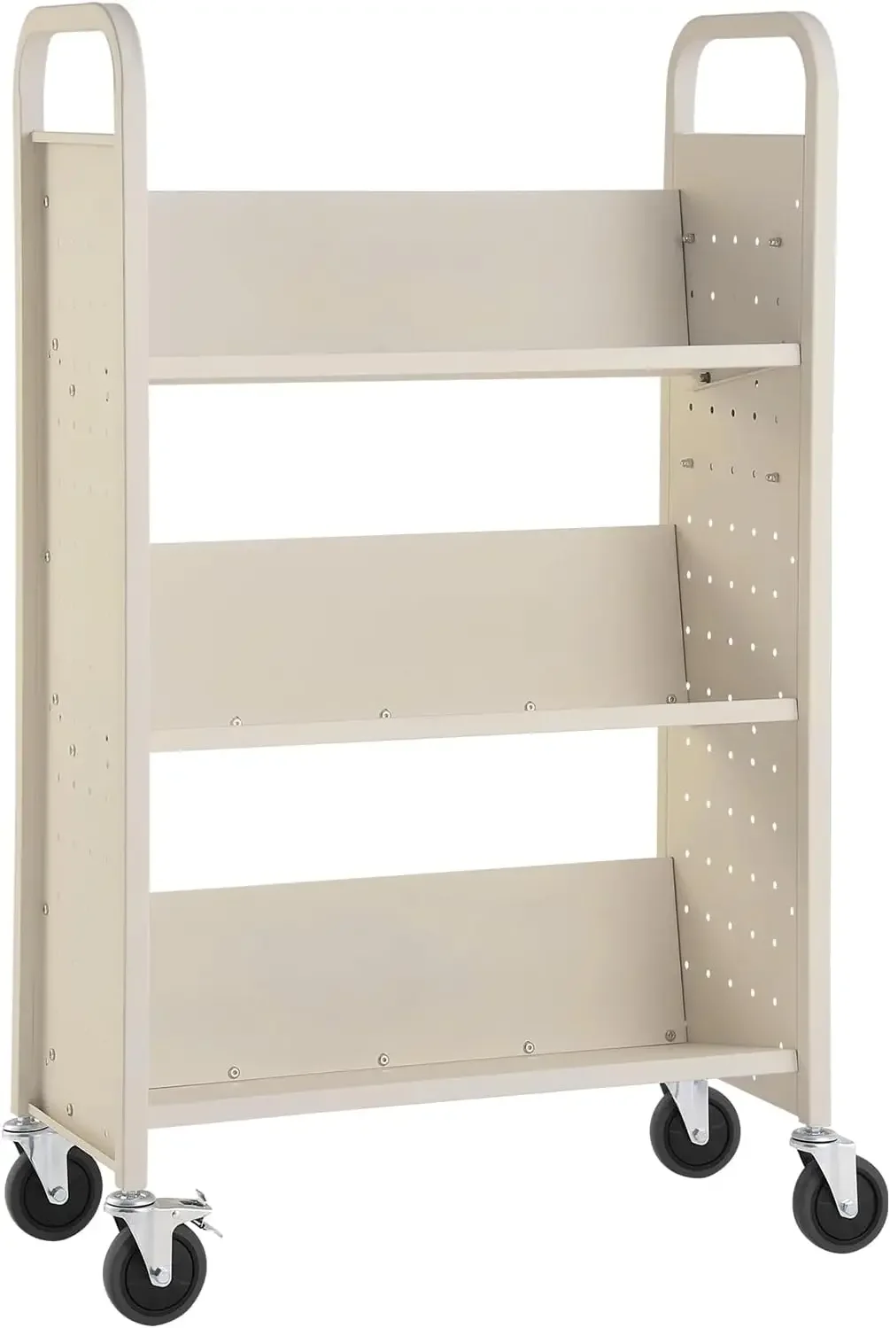 

Book Cart, 330 lbs Library Cart, 31.1" x 15.2" x 49.2" Rolling Book Cart Single Sided V-Shaped Sloped Shelves