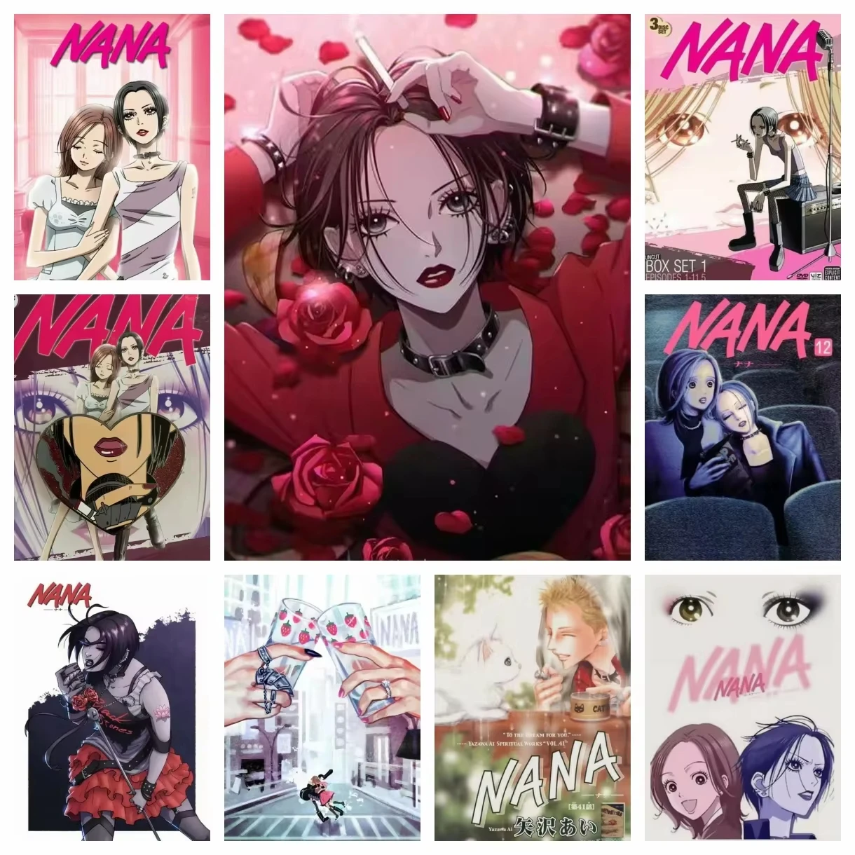 Kits Nana DIY Diamantkunst-Malerei Retro Japan Anime Tier Stickerei Mosaik Kreuzstich Heimdekoration Geschenk Handwerk.