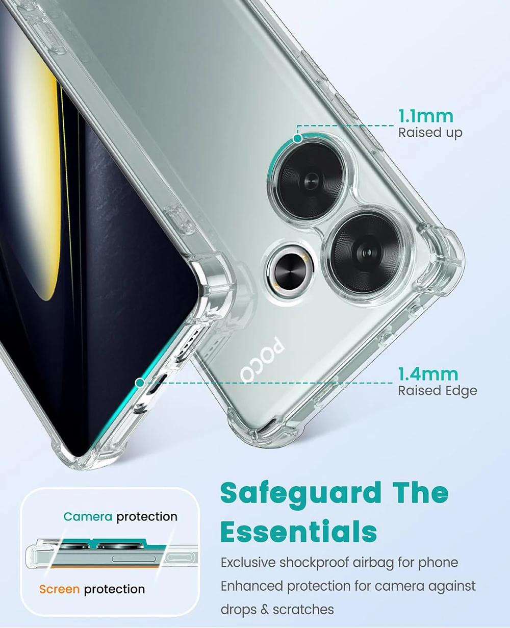 Shockproof Clear Silicone Soft Case For Xiaomi Poco F6 F5 X6 X5 X4 X3 F2 Pro F3 F4 Transparent Ultra-Thin Back Shell Slim Cover