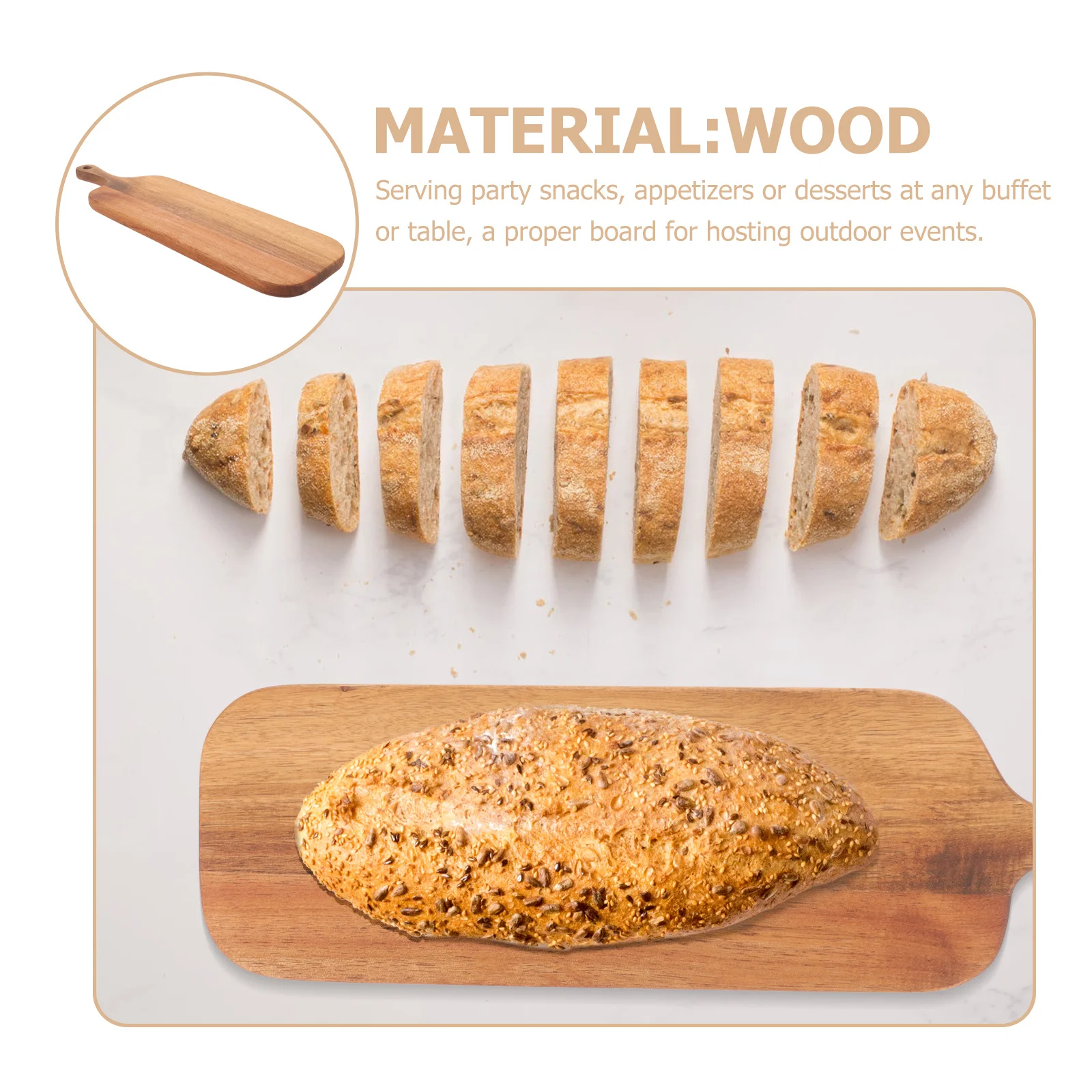 

Large Wooden Cutting Board Smooth Finish Wood Charcuterie Platter with Handle Multi-Use for Bread Slicing Serving Snacks Outdoor