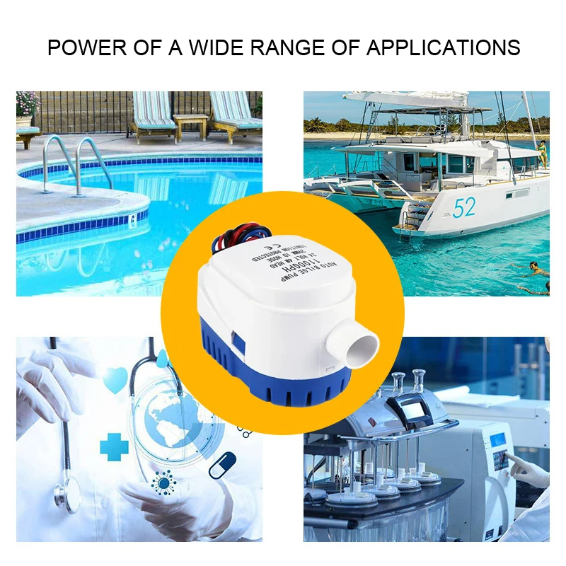 12V Bilge Pump 1100GPH Automatic Boat Marine Water Pump Submersible Yacht Boat Motor Seaplane Houseboat Pump