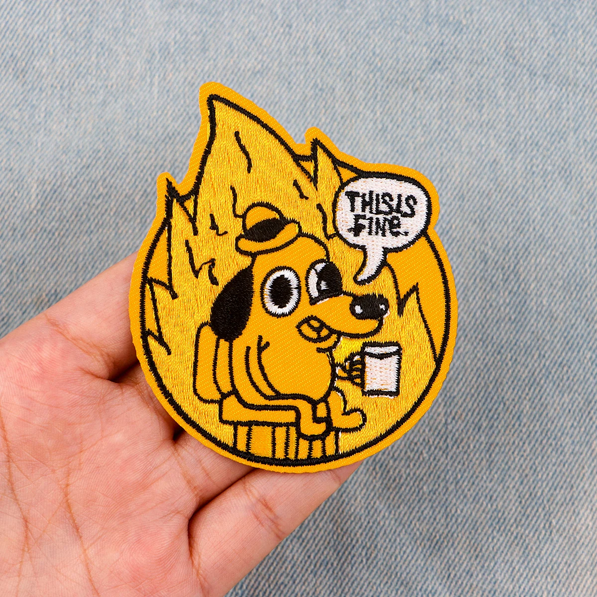 

This is Fine Embroidery Patch Funny Dog Iron On Patches For Clothing Thermoadhesive Patches On Clothes DIY Sew Badges