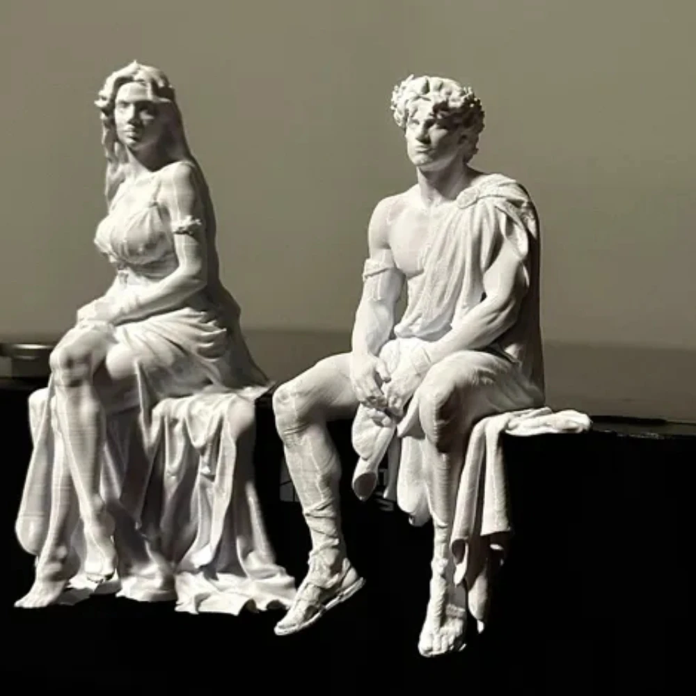 Griechischer Gott, sitzende kleine Statue, 3D-gedruckt, klassische Mythologie, männliche und weibliche Figuren, kantenhängende Desktop-Ornamente, Bücherregal-Dekoration – Detail 3