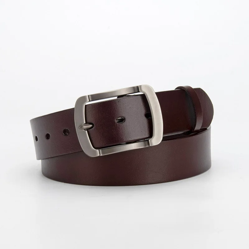 Men's Genuine Leather Business Pin Buckle Belt Casual and Versatile First Layer Cowhide with Jeans Belt