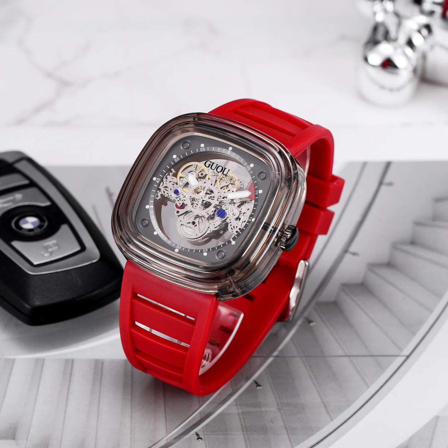 

New 2026 Women'S Watch, Transparent Square Silicone Strap Ladies Quartz Watch, Fashionable Quartz Wristwatch, Women'S Gift