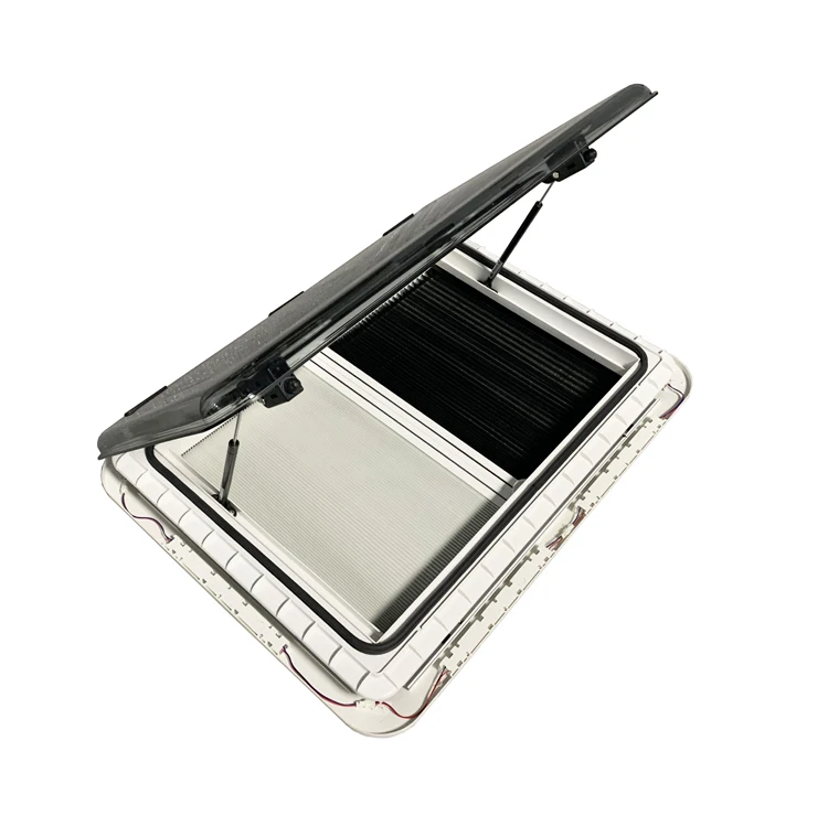Manual Lift RV Roof Vent Skylight Exhaust Fan with Smoked Lid Locks Body Parts for Camper & Caravan Opening Function