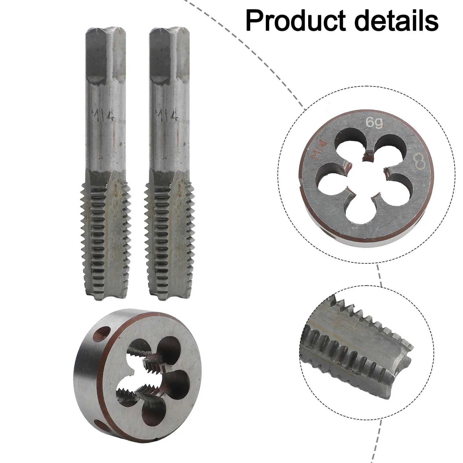 صنبور مستدق متري 14 مم × 2 مع خيط اليد اليمنى لأداة M14 x 2 مم الملعب HSS بطول 78 مم حزمة من 2 صنابير لقطع الخيوط #3