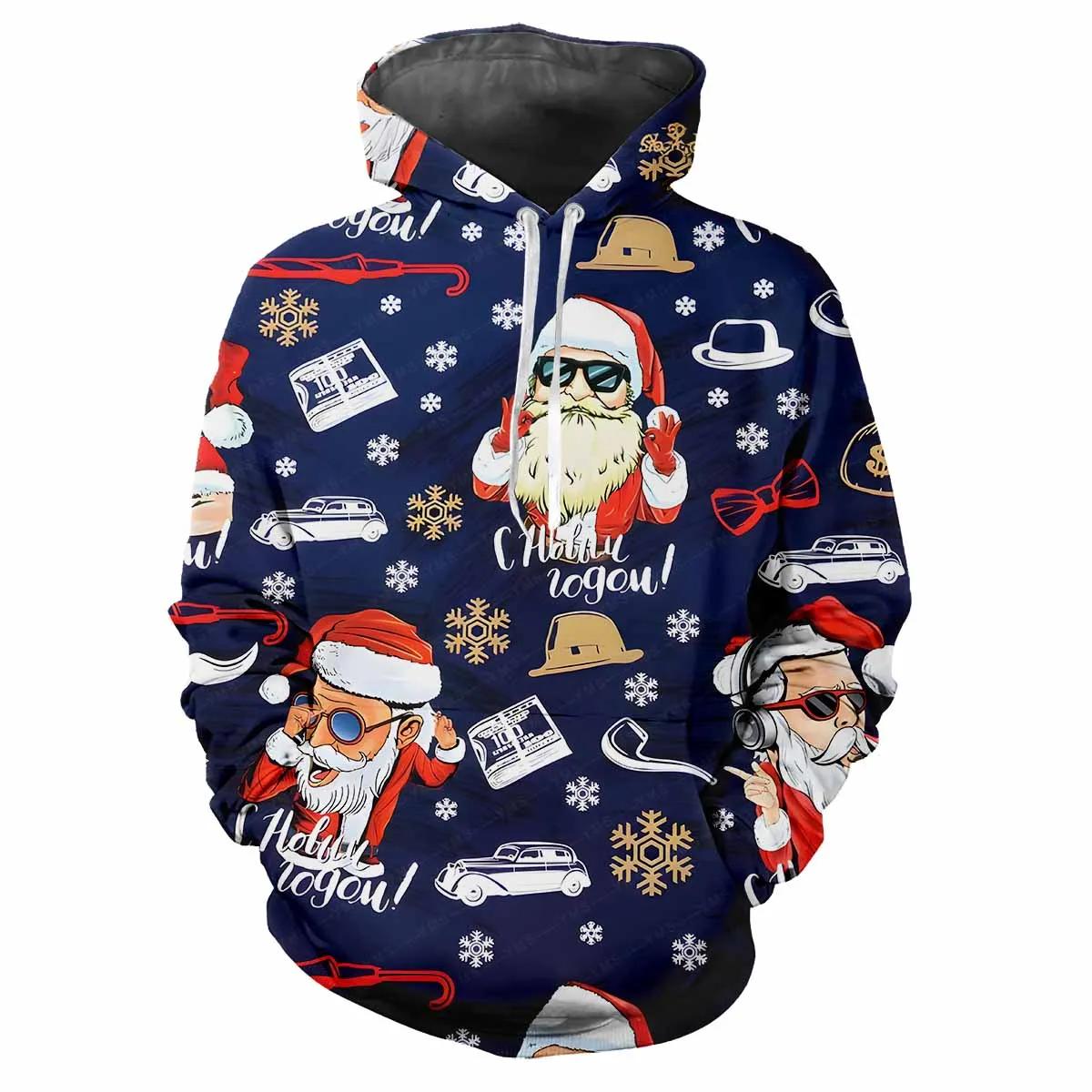 3D Print Christmas Santa Claus Hoodies Men Women Oversized Holiday Streetwear Hoodie Pullovers Hooded Sweatshirts Kids Clothing