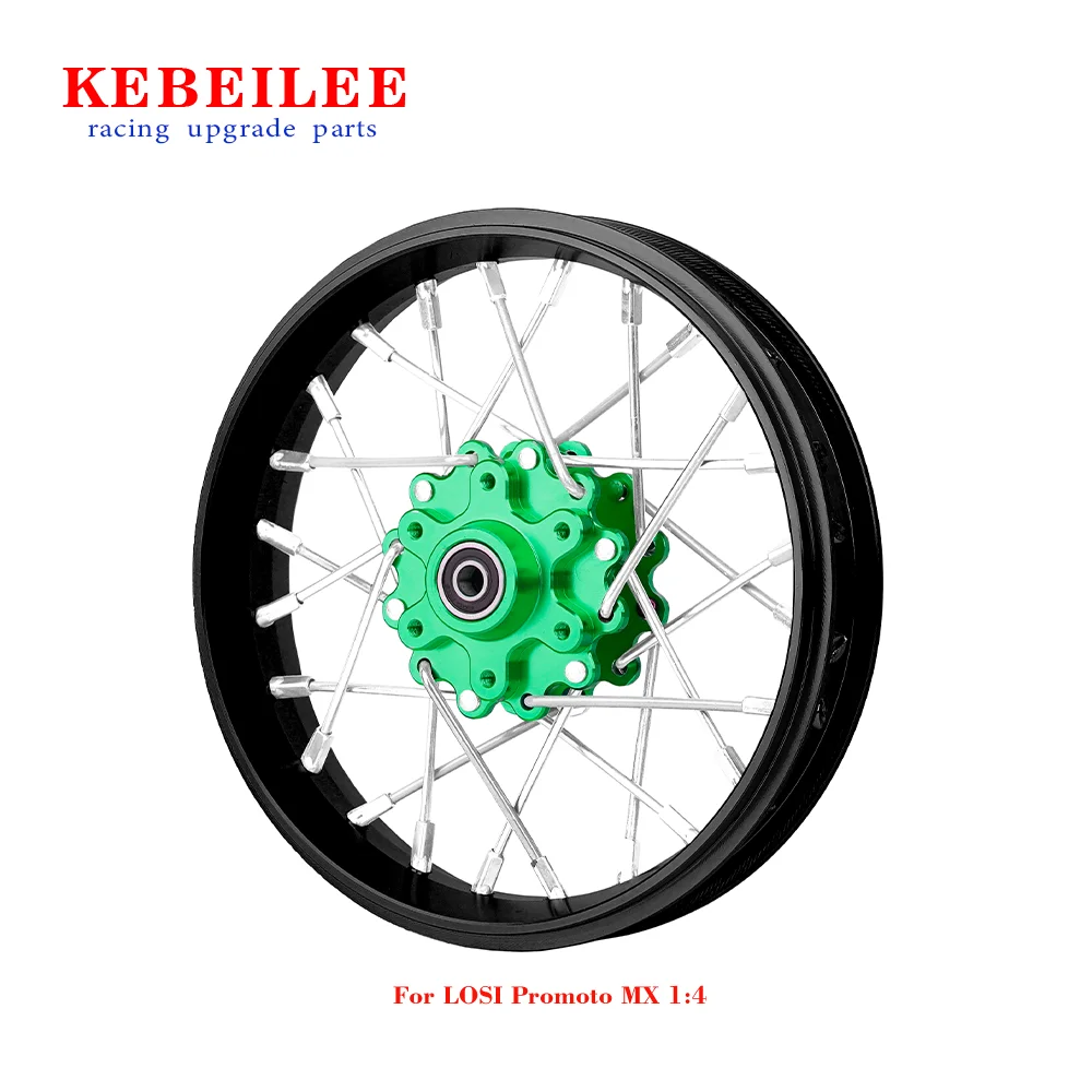 Roda dianteira de alumínio CNC KEBEILEE V2 para motocicleta LOSI Promoto MX 1:4 preta