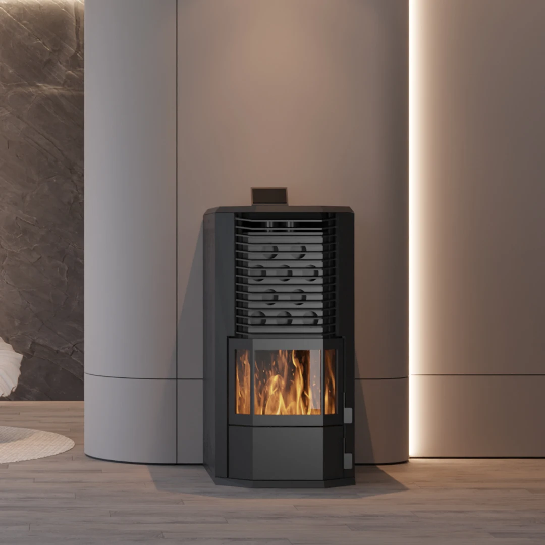 PANSEE Freestanding Automatic Wood Pellet Stove Fast House Heating For Villas Convenient Warmth Automatic Feeding Installation