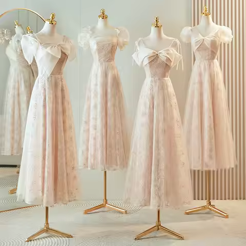 2026 Wedding Grand Bridesmaid Dress New Spring Temperament Sisters Group Dress Senior Small Crowd Evening Dress Customization