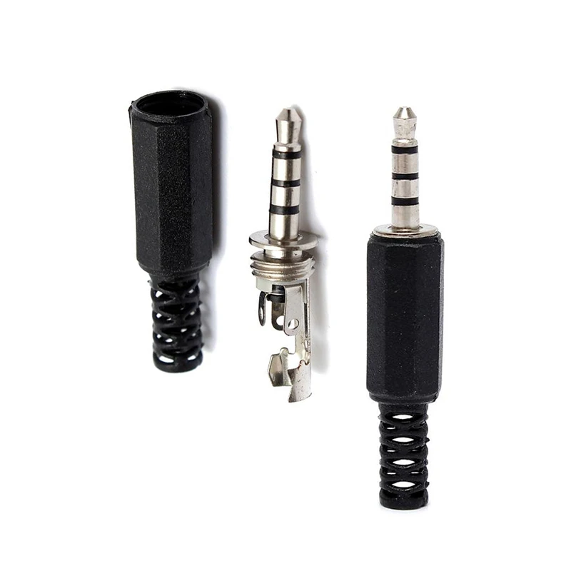 Аудиоразъем 3,5 мм 1/8 дюйма, 4-секционный штекер 3,5 мм для микрофона, наушников, 4-полюсный аудиоразъем, видео разъемы