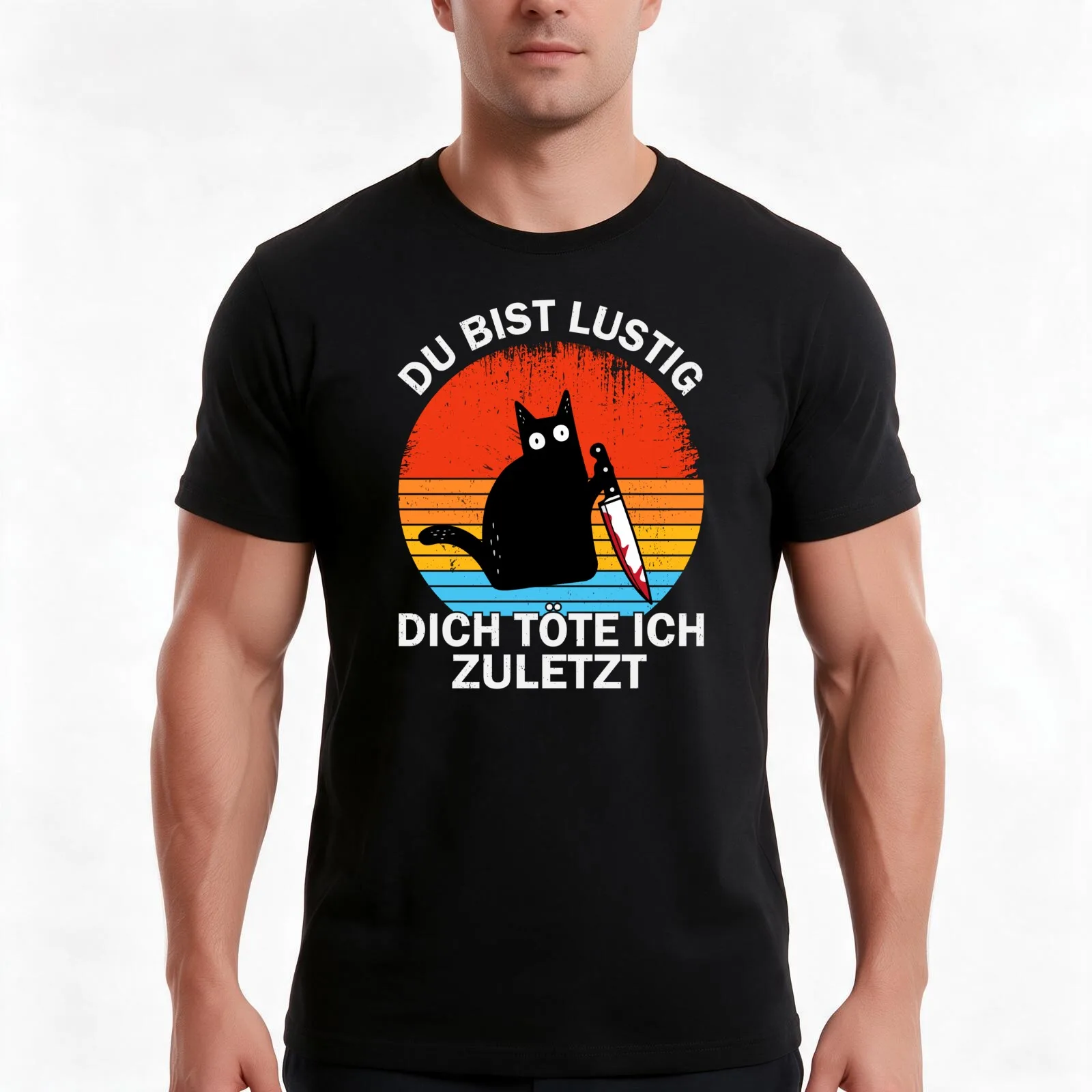Du Bist Lustig Dich T?te Ich Zuletzt Lustige Katzen T-Shirt, Summer Casual Cotton Tee, Oversized Streetwear Tops, 100% Cotton