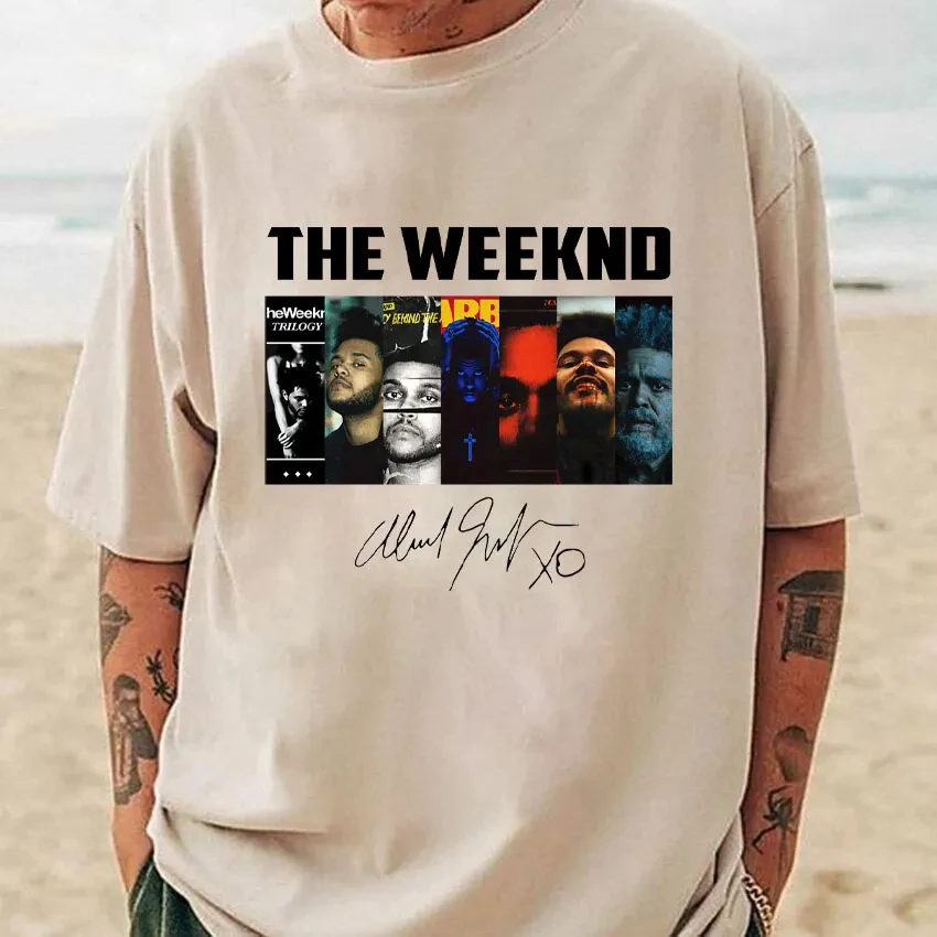2026 Popular Vintage The Weeknd Albums Collection Men's T-Shirt Unisex O-Neck 100 Cotton Short Sleeve Y2k Oversized Tee for Fans