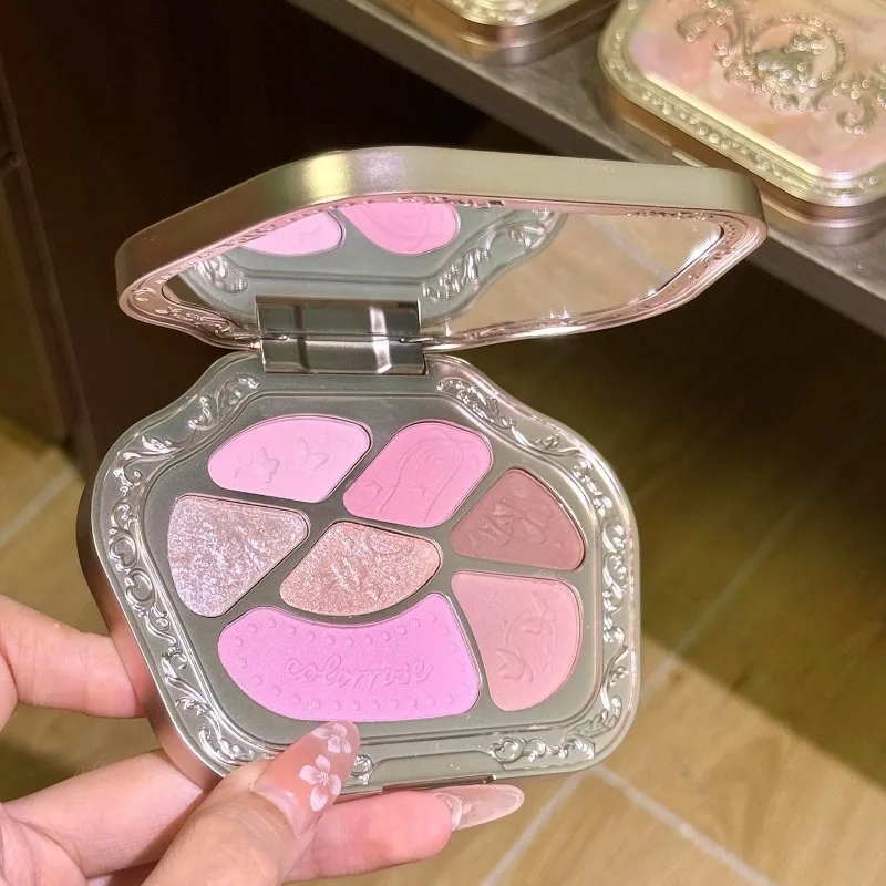 COLORROSE 7-Color Eye Shadow Palette Matte & Shimmer Finishes,Long-Lasting Crease-Resistant,All-in-One Eye Glitter Makeup